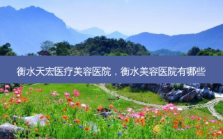衡水天宏医疗美容医院，衡水美容医院有哪些