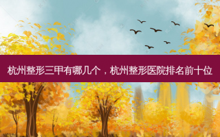 杭州整形三甲有哪几个，杭州整形医院排名前十位