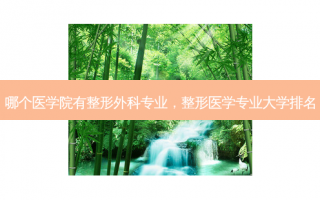 哪个医学院有整形外科专业，整形医学专业大学排名